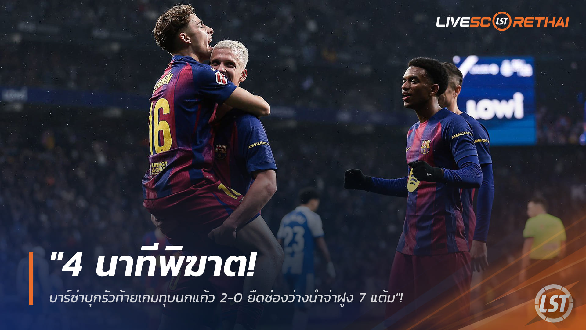 ข่าวฟุตบอล วันอาทิตย์ ที่ 4 มกราคม 2568: 4 นาทีพิฆาต! บาร์ซ่าบุกรัวท้ายเกมทุบนกแก้ว 2-0 ดาร์บี้คาตาลัน ยืดจ่าฝูงลาลีกา 7 แต้ม