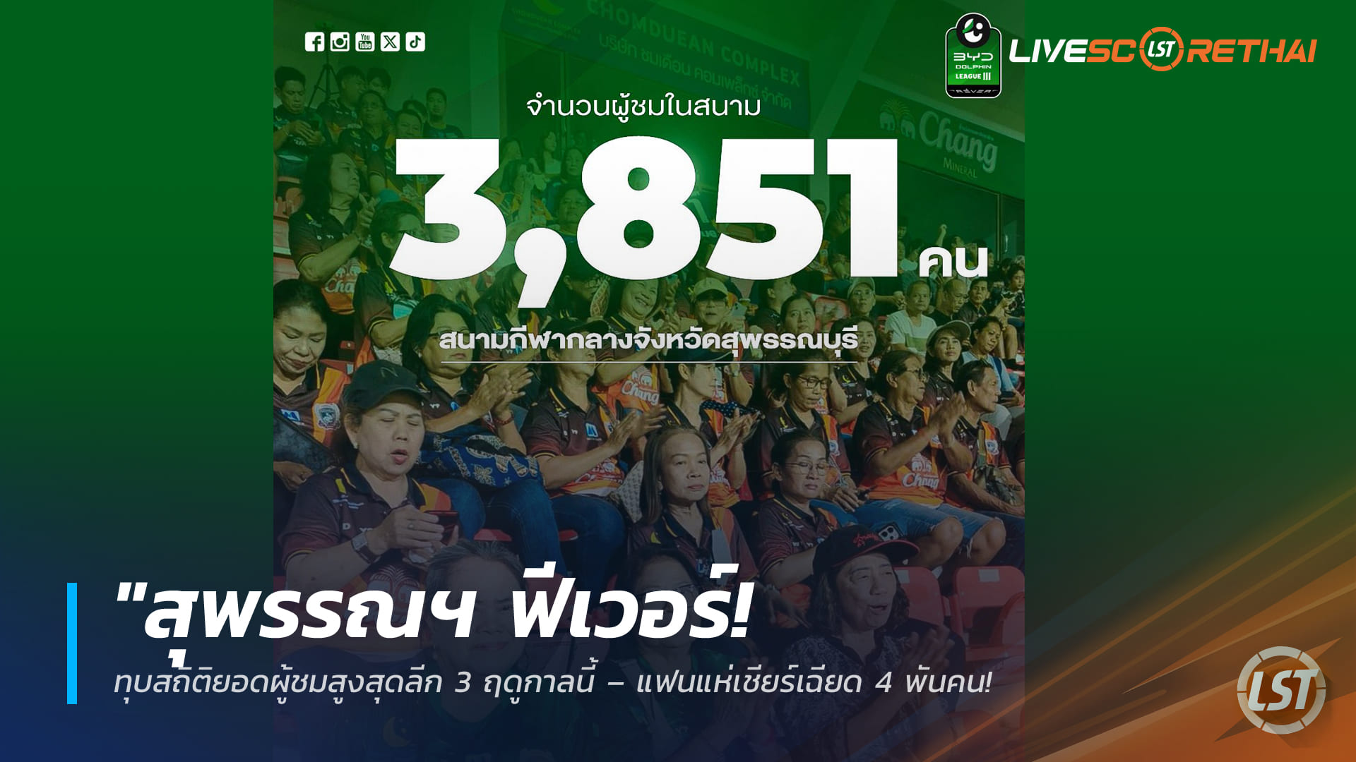 ข่าวฟุตบอลไทย พฤหัสบดี 12 กุมภาพันธ์ 2568: สุพรรณฯ ฟีเวอร์! ทำลายสถิติผู้ชมไทยลีก 3 ฤดูกาลนี้ – แฟนเฉียด 4 พัน เกมเปิดบ้านอัดทัพหลวง 2-0